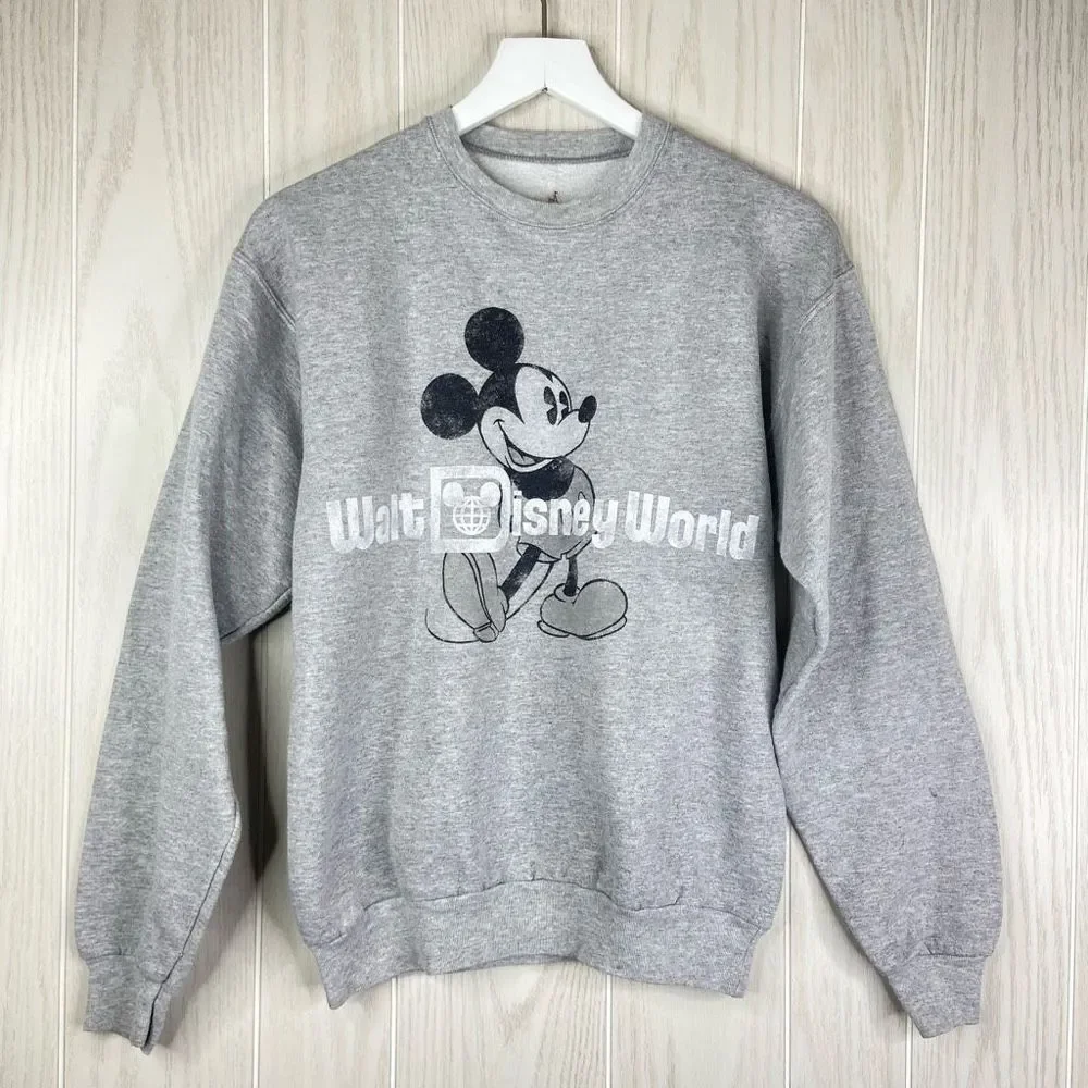 Hanes Women's Gray Walt Disney World Crew Neck Pullover Fleece Sweatshirt Size S - Picture 1 of 5
